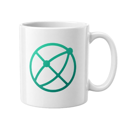 Mockup de caneca com marca Marketing Atlas